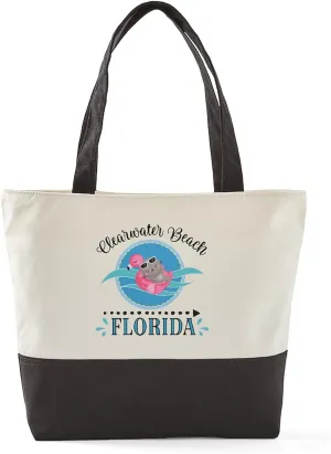 CafePress Clearwater Beach Florida Canvas Tote Top Zipper Closure