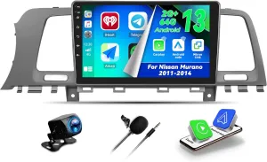 CAMECHO 2 64G Android 13 Car Stereo for Nissan Murano 2011-2014,9" Touch Screen in-Dash GPS with CarPlay & Android Auto Bluetooth WiFi RDS SWC Mirror Link