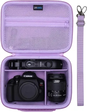 Camera Case Compatible with Canon EOS Rebel T7, R100, R50, R6 Mark II, R8, R5, R7, 90D, 5D Mark IV, Sony, Nikon Cameras, Lens, Tripod, with Shoulder Strap and 4 Dividers, Travel Purple Camera Bag