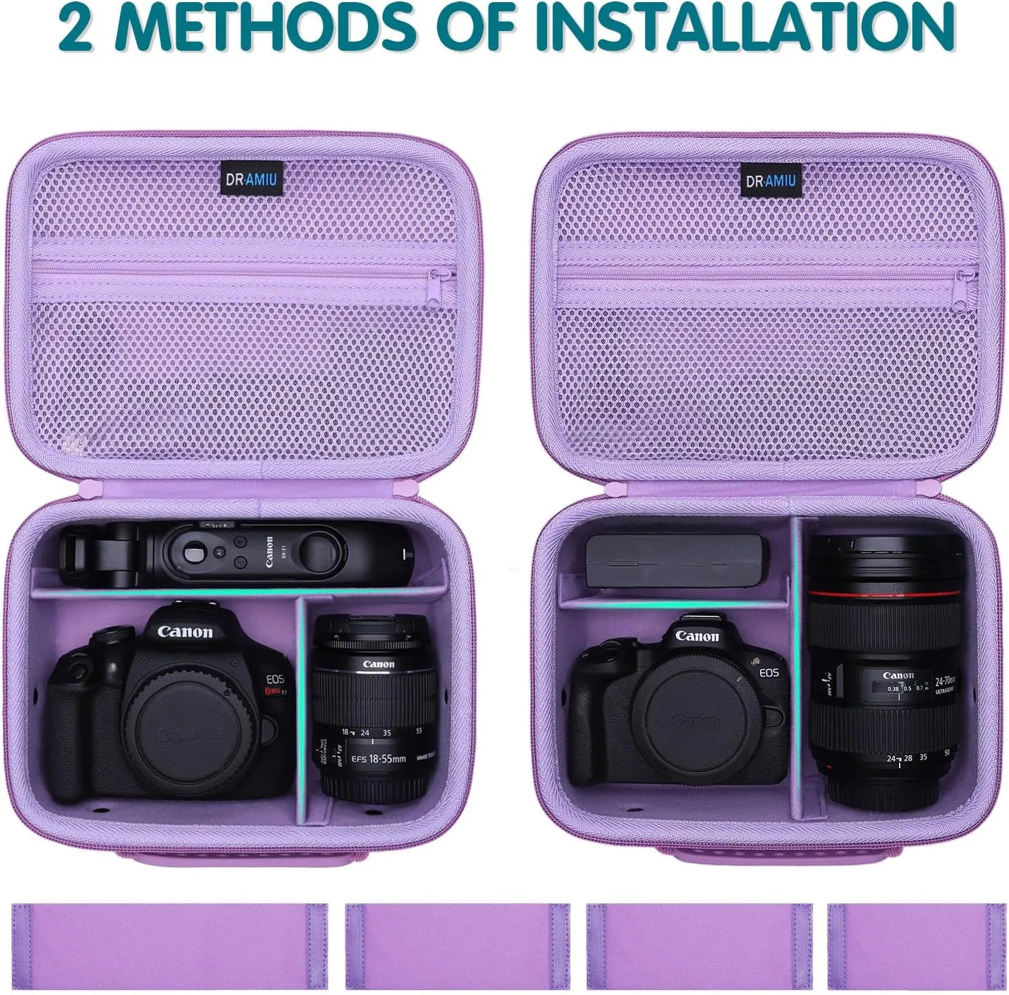 Camera Case Compatible with Canon EOS Rebel T7, R100, R50, R6 Mark II, R8, R5, R7, 90D, 5D Mark IV, Sony, Nikon Cameras, Lens, Tripod, with Shoulder Strap and 4 Dividers, Travel Purple Camera Bag