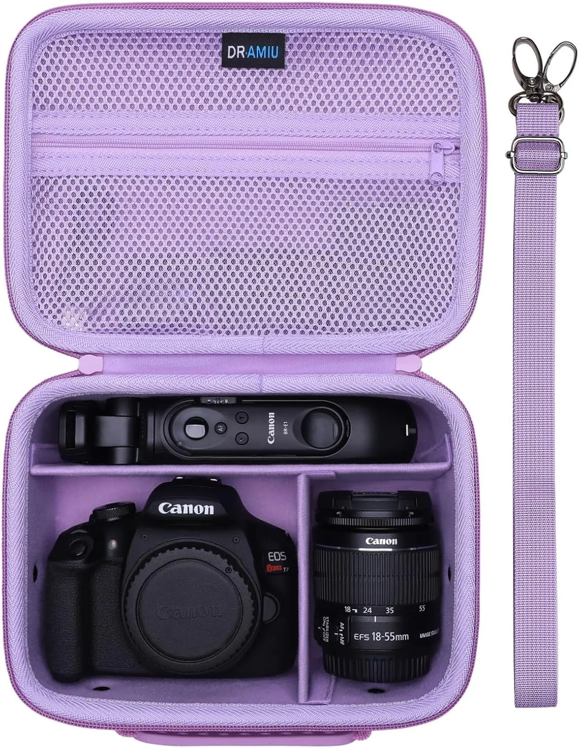 Camera Case Compatible with Canon EOS Rebel T7, R100, R50, R6 Mark II, R8, R5, R7, 90D, 5D Mark IV, Sony, Nikon Cameras, Lens, Tripod, with Shoulder Strap and 4 Dividers, Travel Purple Camera Bag