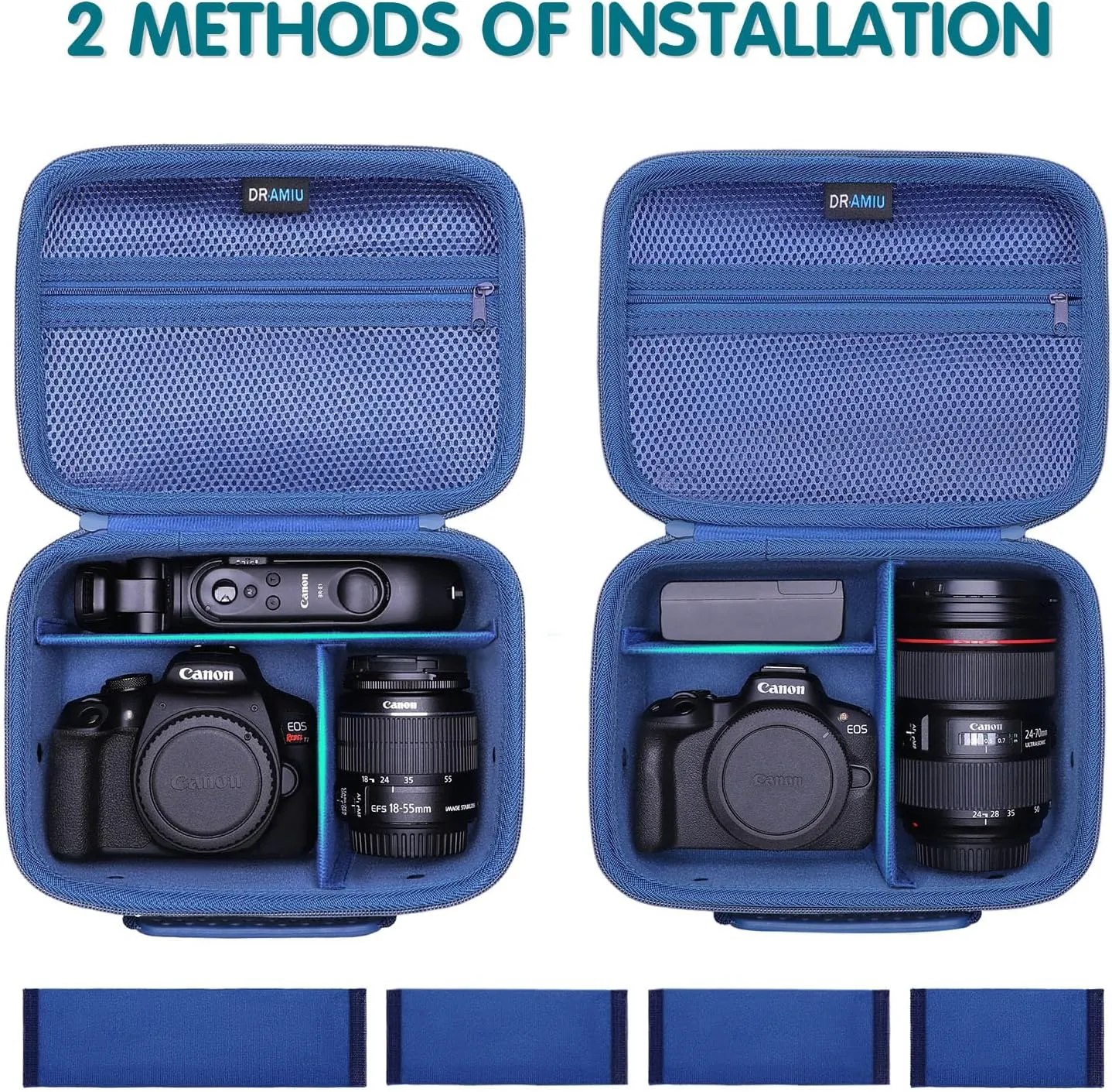 Camera Case Compatible with Canon EOS Rebel T7, R100, R50, R6 Mark II, R8, R5, R7, 90D, 5D Mark IV, Sony, Nikon Cameras, Lens, Tripod, with Shoulder Strap and 4 Pcs of Dividers, Travel Blue Camera Bag