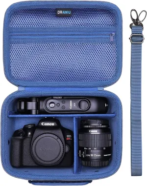 Camera Case Compatible with Canon EOS Rebel T7, R100, R50, R6 Mark II, R8, R5, R7, 90D, 5D Mark IV, Sony, Nikon Cameras, Lens, Tripod, with Shoulder Strap and 4 Pcs of Dividers, Travel Blue Camera Bag