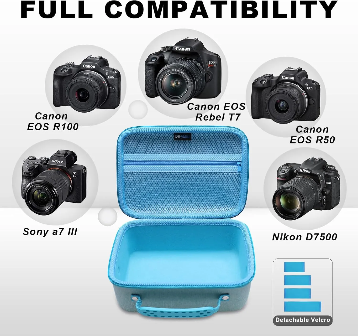 Camera Case Compatible with Canon EOS Rebel T7, R100, R50, R6 Mark II, R8, R5, R7, 90D, 5D Mark IV, Sony, Nikon Cameras, Lens, Tripod, with Shoulder Strap and 4 Pieces of Dividers, Travel Camera Bag