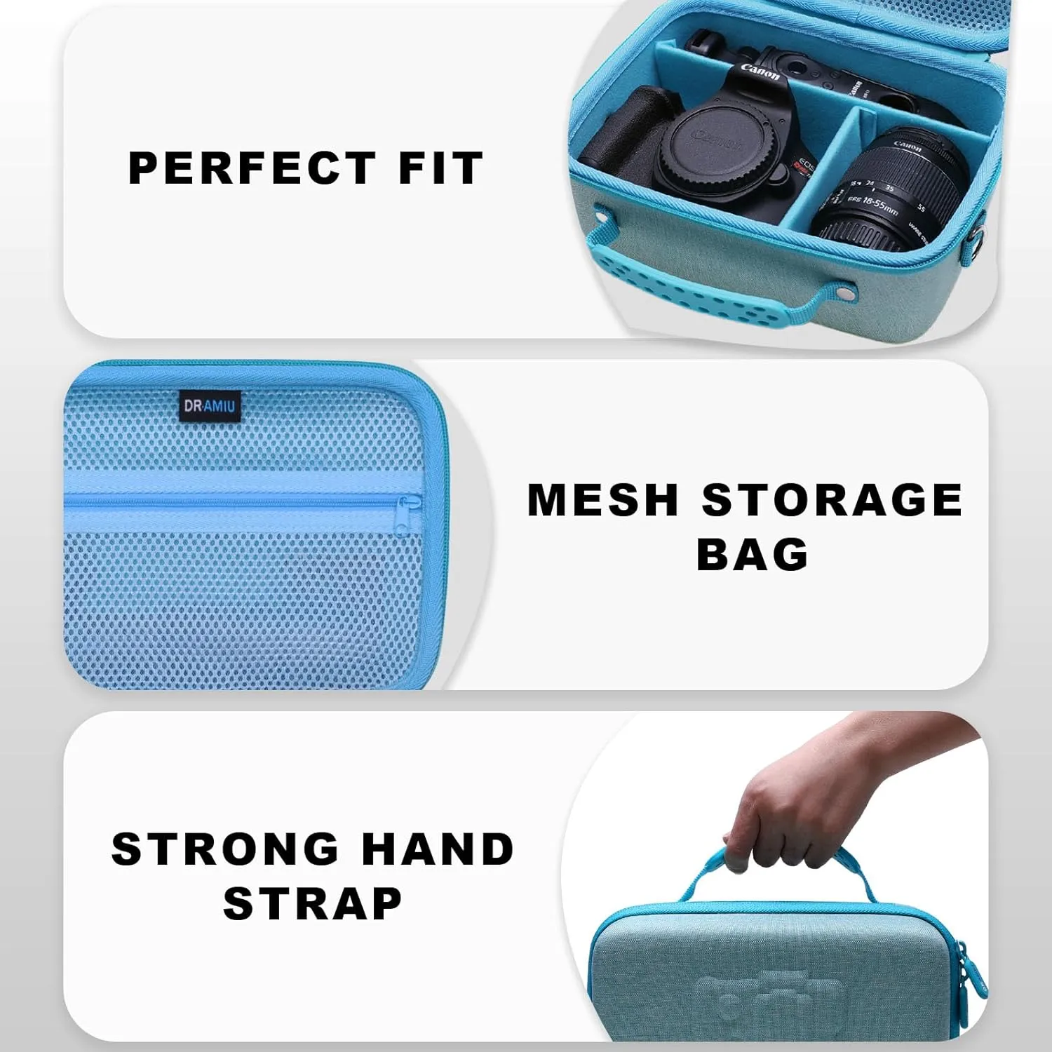 Camera Case Compatible with Canon EOS Rebel T7, R100, R50, R6 Mark II, R8, R5, R7, 90D, 5D Mark IV, Sony, Nikon Cameras, Lens, Tripod, with Shoulder Strap and 4 Pieces of Dividers, Travel Camera Bag