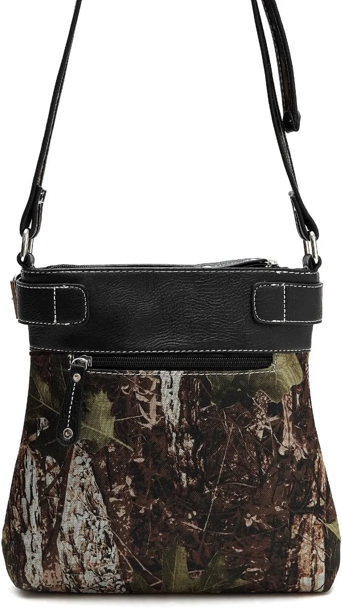 Camouflage Rhinestone Cross Pistol Buckle Western Crossbody Handbags Cowgirl Country Studded Purse Women Single Shoulder Bag