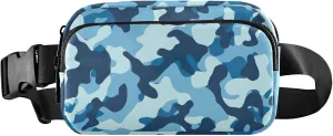 Camouflage Sea Blue Fanny Packs for Women Waterproof Hip Bag Belt Purse Designer Waist Pouches for Men