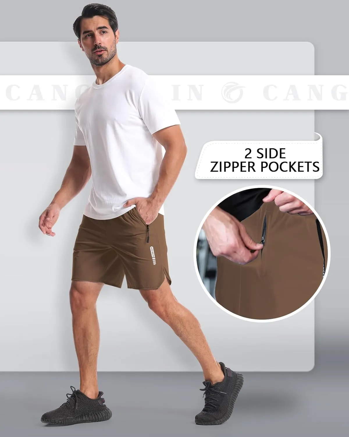CANGHPGIN 2 Pack Mens Workout Athletic Shorts 7 inch Inseam Quick Dry Hiking Shorts Men Lightweight Sports Gym Shorts Running