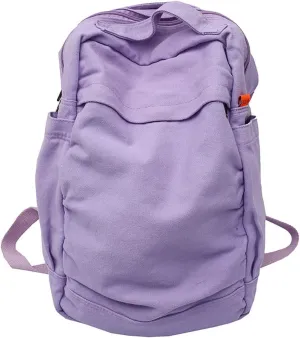 Canvas Backpack Aesthetic Backpack Travel Rucksack 15.6" Laptop Book Bag Y2K Retro College Backpack Casual Daypack (One Size,Purple)