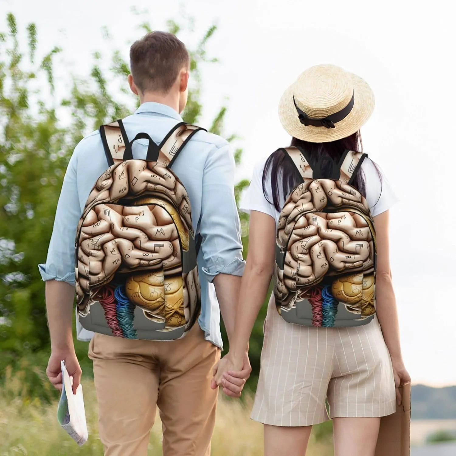 Canvas Backpack Human Brain Travel Laptop Backpack Casual Daypack Carry On Rucksack for Men Women Small