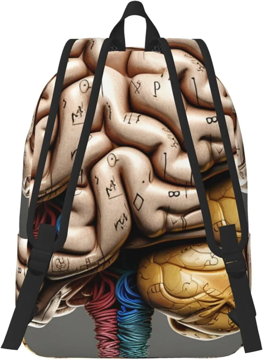 Canvas Backpack Human Brain Travel Laptop Backpack Casual Daypack Carry On Rucksack for Men Women Small