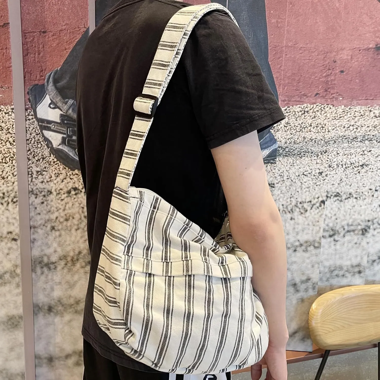 Canvas Casual Messenger Bag Hobo Crossbody Bag Canvas Shouder Tote Handbag for Women and Men
