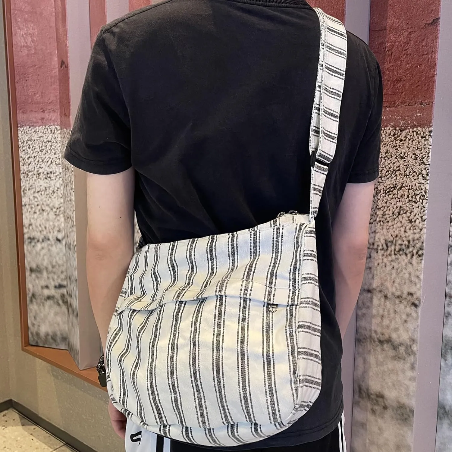Canvas Casual Messenger Bag Hobo Crossbody Bag Canvas Shouder Tote Handbag for Women and Men
