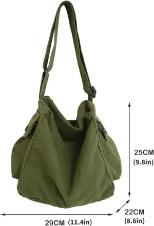 Canvas Crossbody Bag for Women Men Shoulder Bag Large Casual Hobo Bag Canvas Shoulder Bag VintageTote Handbag