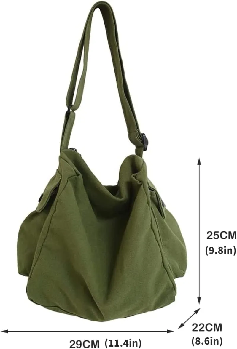 Canvas Crossbody Bag for Women Men Shoulder Bag Large Casual Hobo Bag Canvas Shoulder Bag VintageTote Handbag