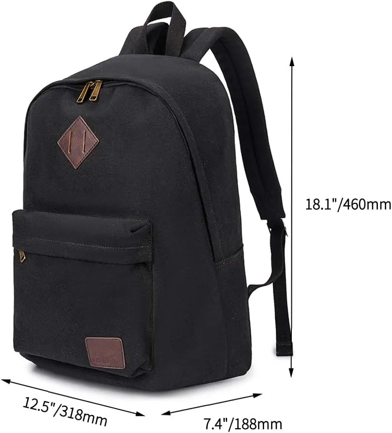 Canvas Laptop Backpack Durable Rucksack Travel Notebook Bag School Backpack Bookbag for Men Women Black Factory Directly