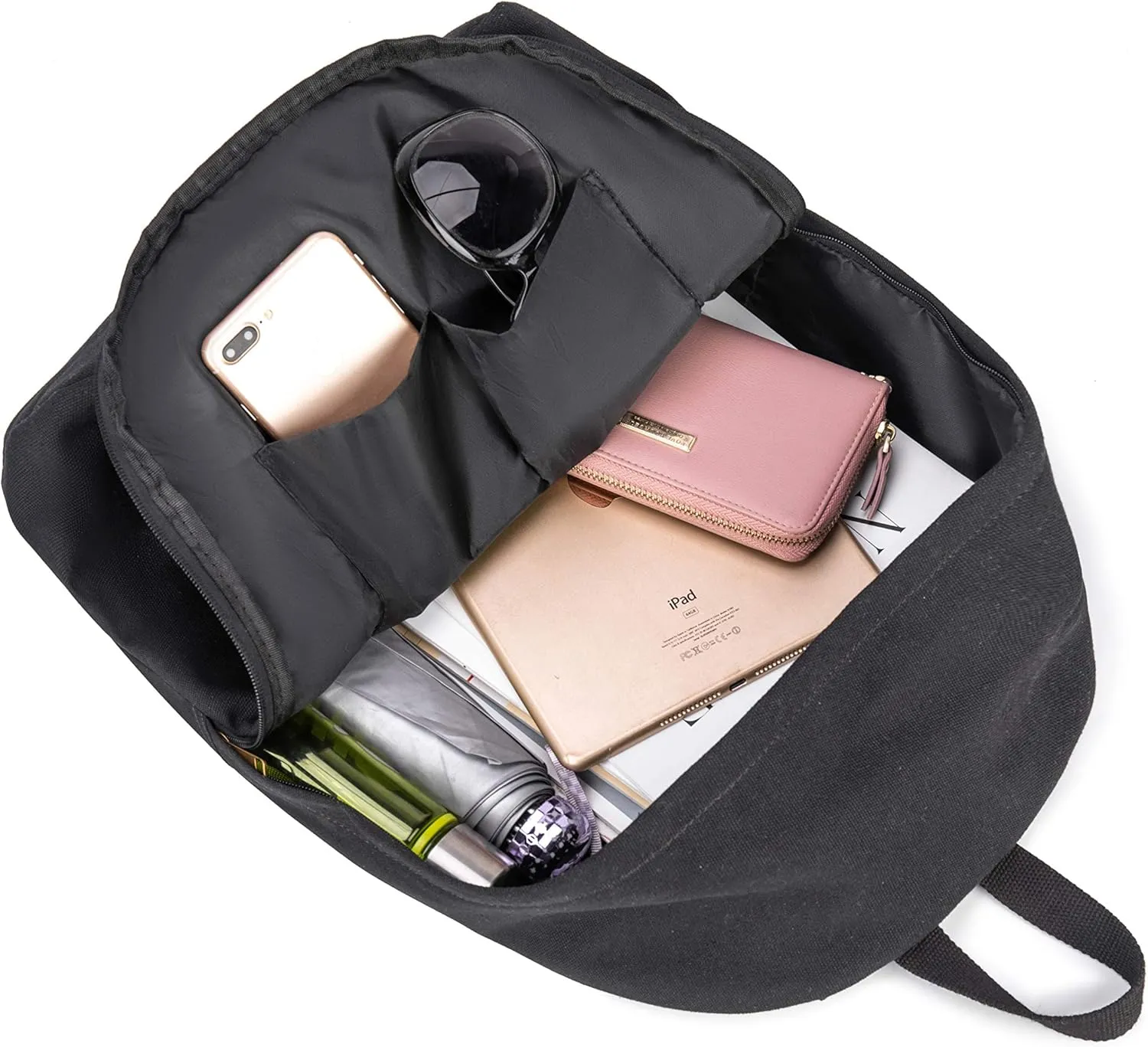 Canvas Laptop Backpack Durable Rucksack Travel Notebook Bag School Backpack Bookbag for Men Women Black Factory Directly