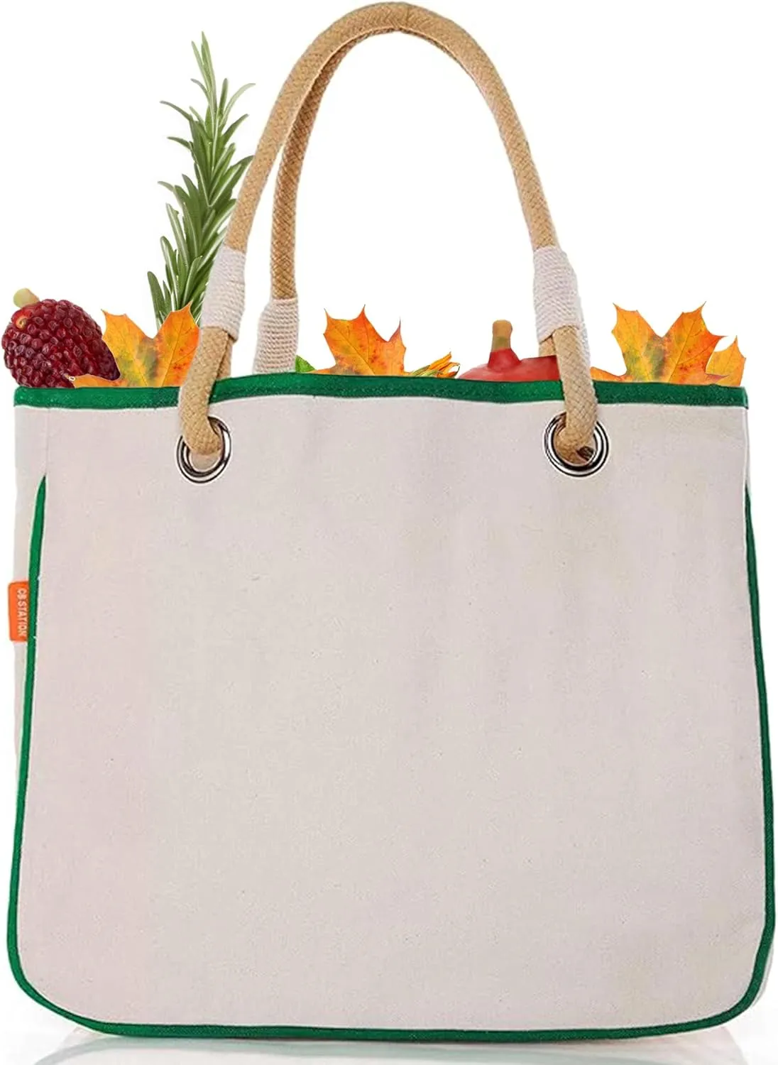 Canvas Rope Handle Tote Bag For Women - Metal Grommets - Perfect For Traveling, Groceries