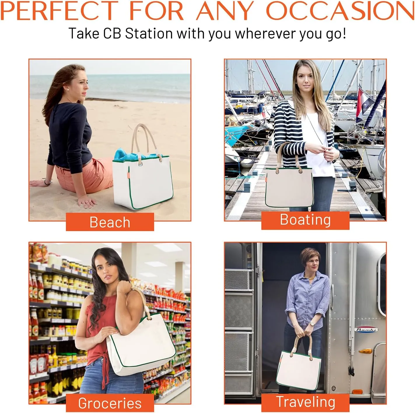 Canvas Rope Handle Tote Bag For Women - Metal Grommets - Perfect For Traveling, Groceries
