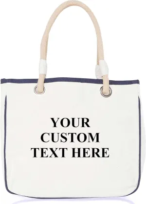 Canvas Rope Handle Tote Bag For Women - Metal Grommets - Perfect For Traveling, Groceries