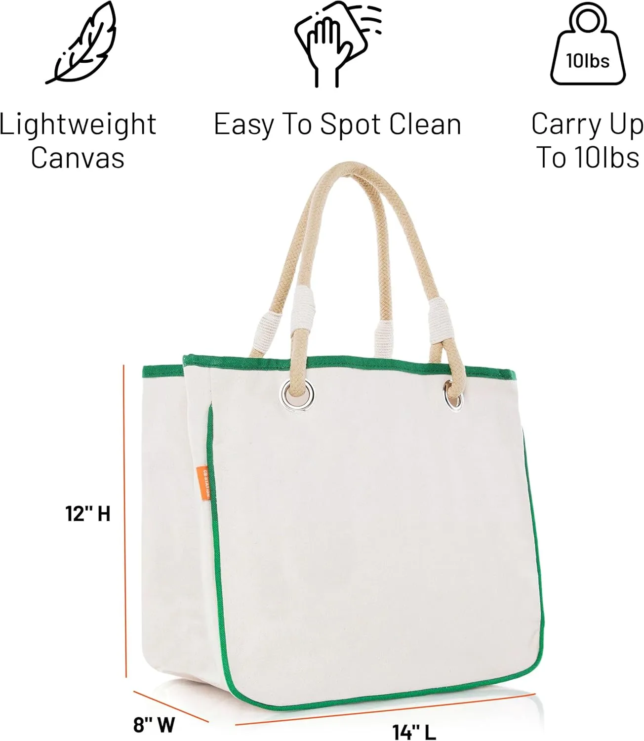 Canvas Rope Handle Tote Bag For Women - Metal Grommets - Perfect For Traveling, Groceries