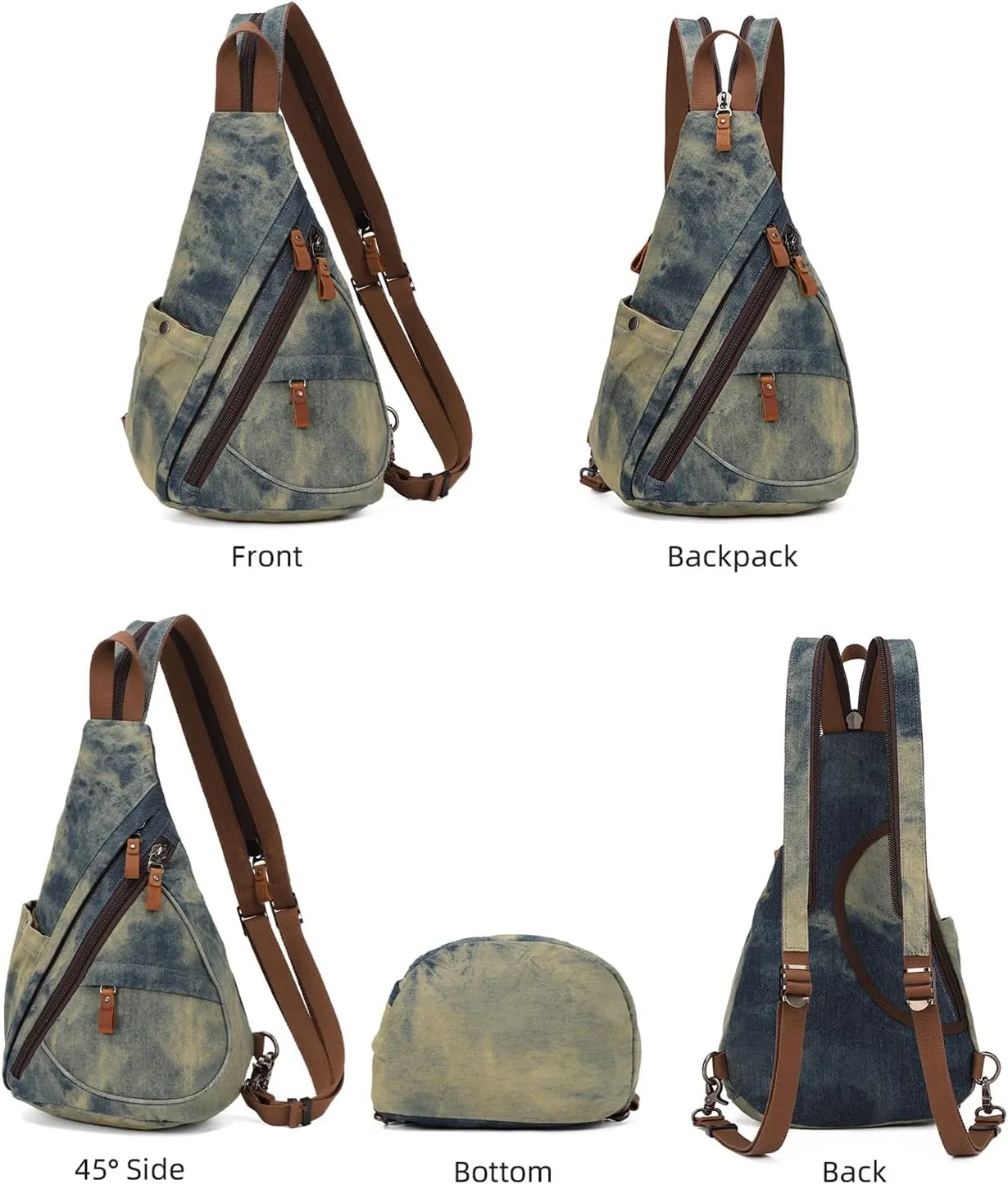 Canvas Sling Bag - Small Crossbody Backpack Shoulder Casual Daypack Rucksack for Men Women(Large Version)