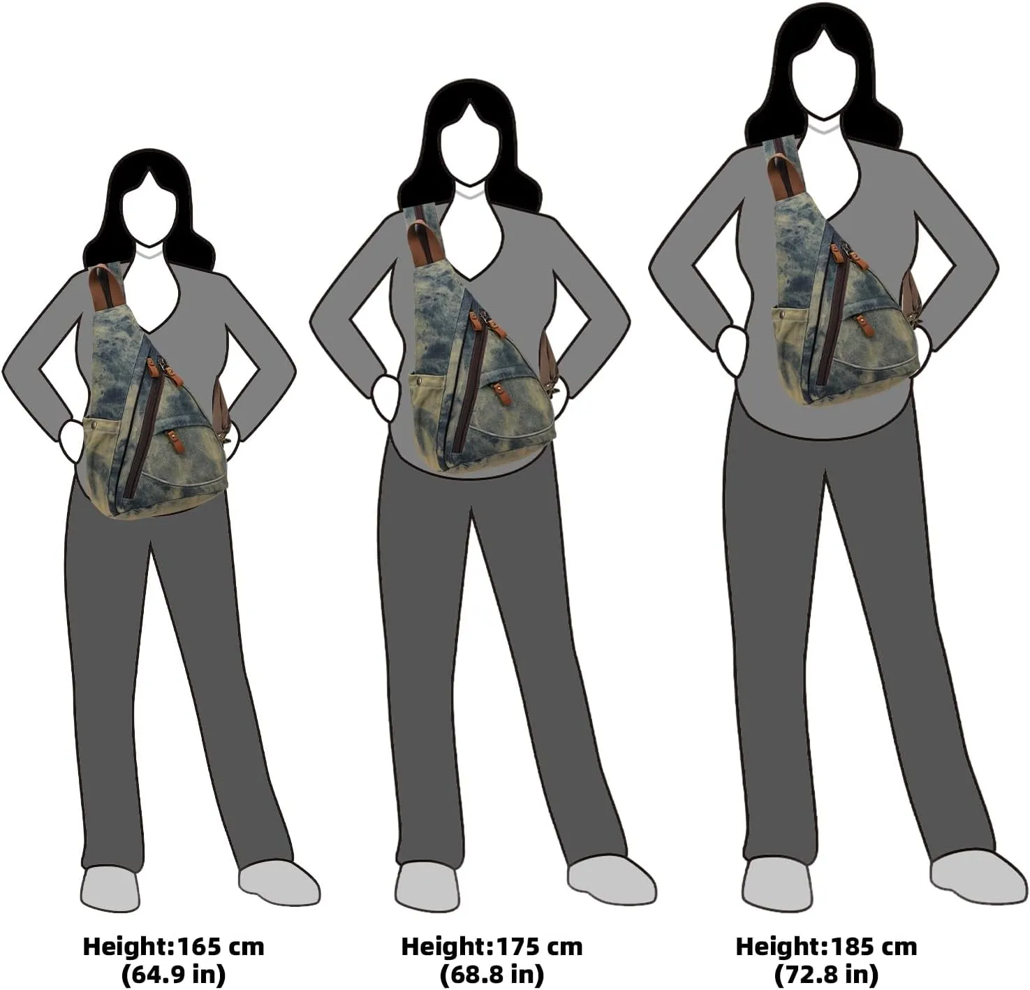 Canvas Sling Bag - Small Crossbody Backpack Shoulder Casual Daypack Rucksack for Men Women(Large Version)