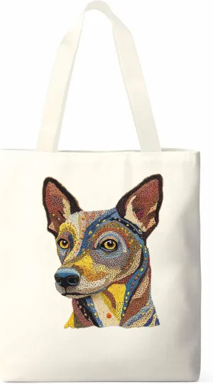 Canvas Tote Bag, Abstract Boho Dog Print patterned Canvas Tote Handbags for Women Shoulder Bag,