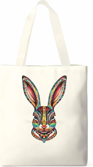 Canvas Tote Bag, Abstract Colorful Bunny patterned Canvas Tote Handbags for Women Shoulder Bag,