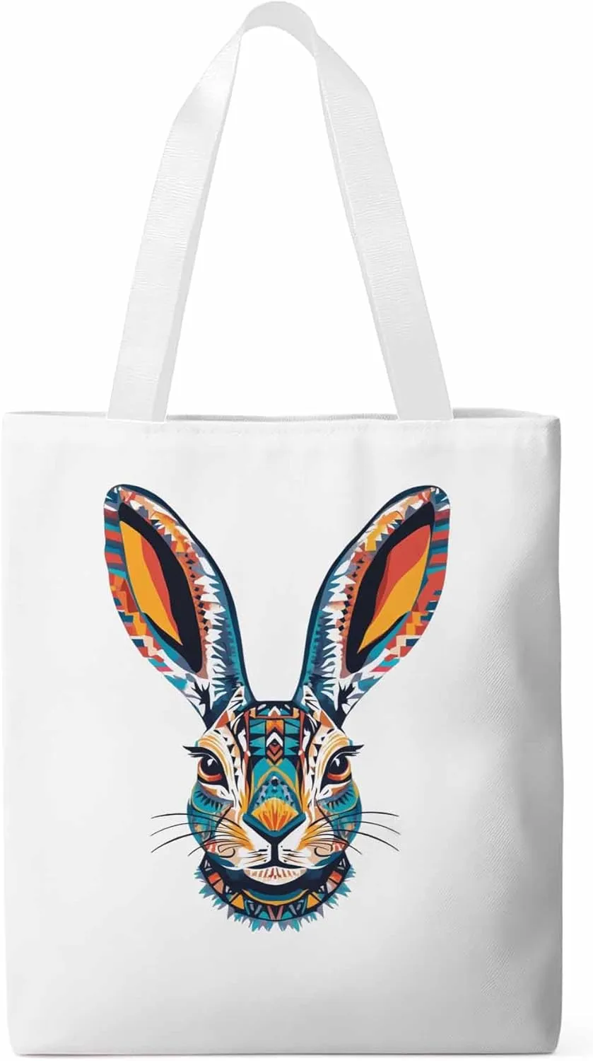 Canvas Tote Bag, Abstract Ombre Bunny Print patterned Canvas Tote Handbags for Women Shoulder Bag,