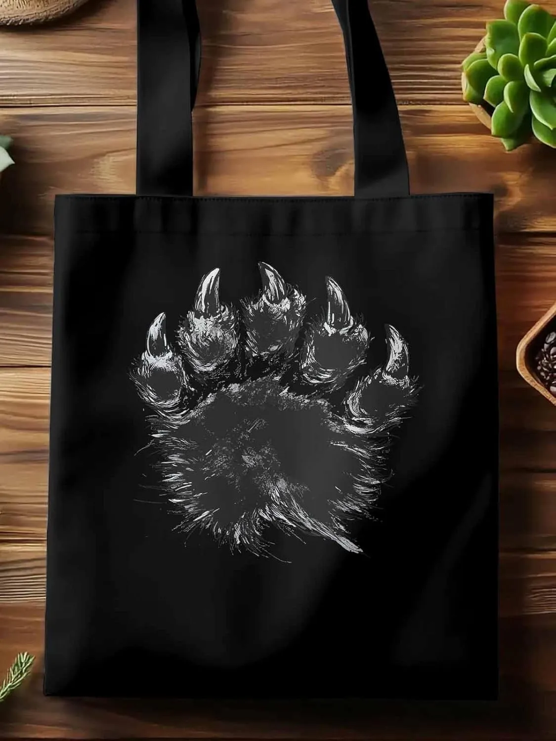 Canvas Tote Bag, Animals Paw Print patterned Canvas Tote Handbags for Women Shoulder Bag,