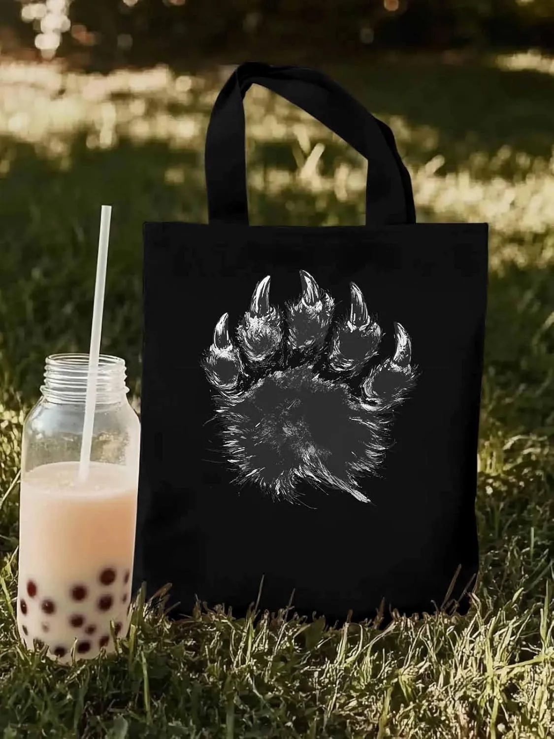 Canvas Tote Bag, Animals Paw Print patterned Canvas Tote Handbags for Women Shoulder Bag,