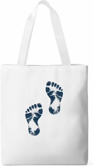 Canvas Tote Bag, Blue Footprint patterned Canvas Tote Handbags for Women Shoulder Bag,