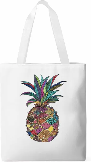 Canvas Tote Bag, Boho Chic Pineapple Print patterned Canvas Tote Handbags for Women Shoulder Bag,