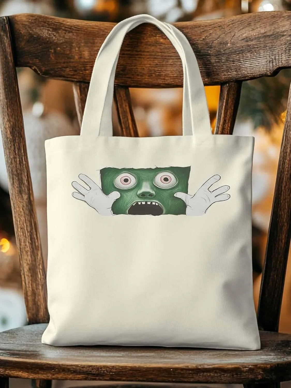 Canvas Tote Bag, Cartoon Feats Eyes Print Aesthetic Canvas Tote Handbags for Women Shoulder Bag,