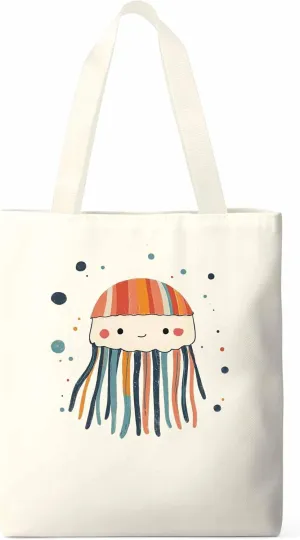 Canvas Tote Bag, Cartoon Jellyfish Print patterned Canvas Tote Handbags for Women Shoulder Bag,