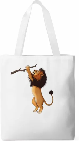 Canvas Tote Bag, Cartoon Lion Branch patterned Canvas Tote Handbags for Women Shoulder Bag,