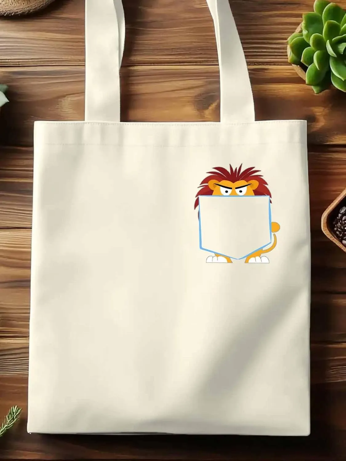 Canvas Tote Bag, Cartoon Lion Print patterned Canvas Tote Handbags for Women Shoulder Bag,