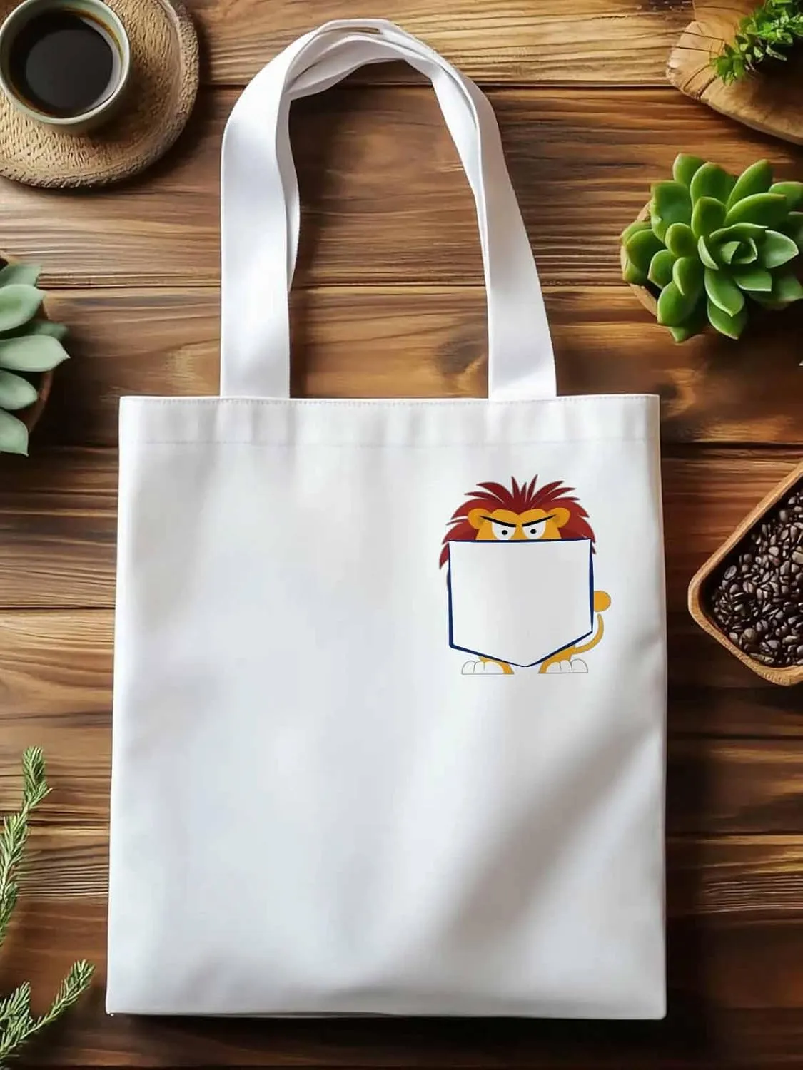 Canvas Tote Bag, Cartoon Lion Print patterned Canvas Tote Handbags for Women Shoulder Bag,