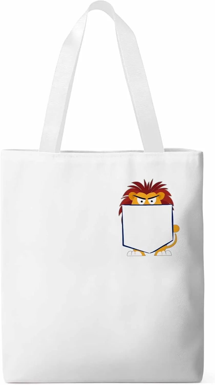 Canvas Tote Bag, Cartoon Lion Print patterned Canvas Tote Handbags for Women Shoulder Bag,