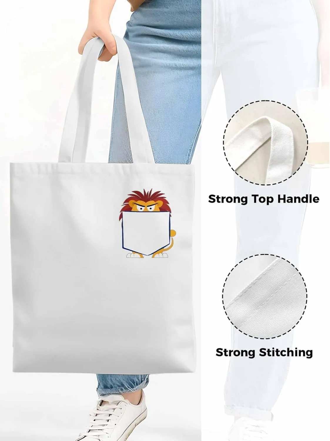 Canvas Tote Bag, Cartoon Lion Print patterned Canvas Tote Handbags for Women Shoulder Bag,