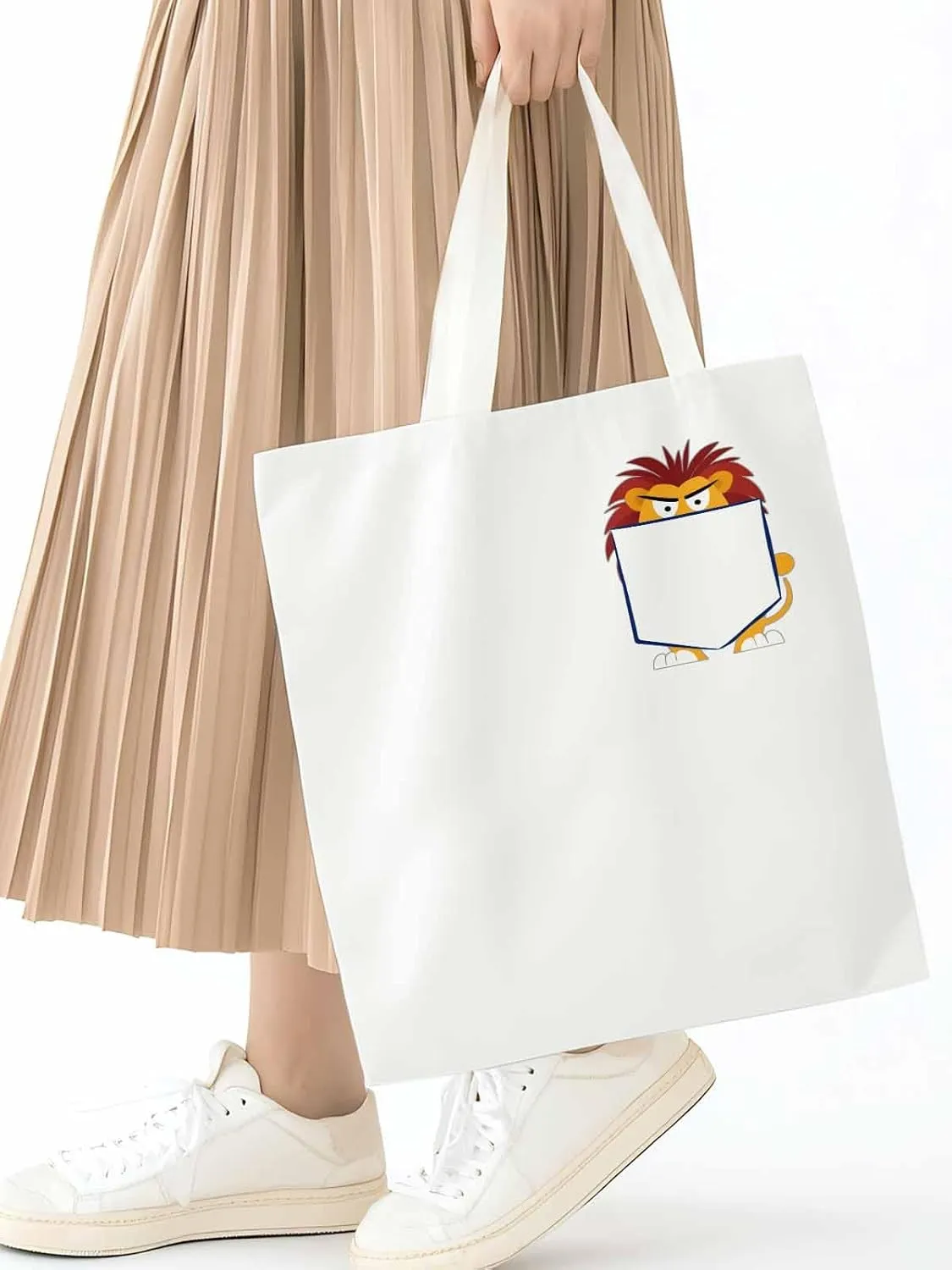 Canvas Tote Bag, Cartoon Lion Print patterned Canvas Tote Handbags for Women Shoulder Bag,
