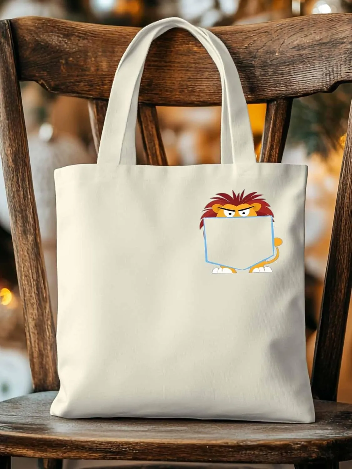 Canvas Tote Bag, Cartoon Lion Print patterned Canvas Tote Handbags for Women Shoulder Bag,