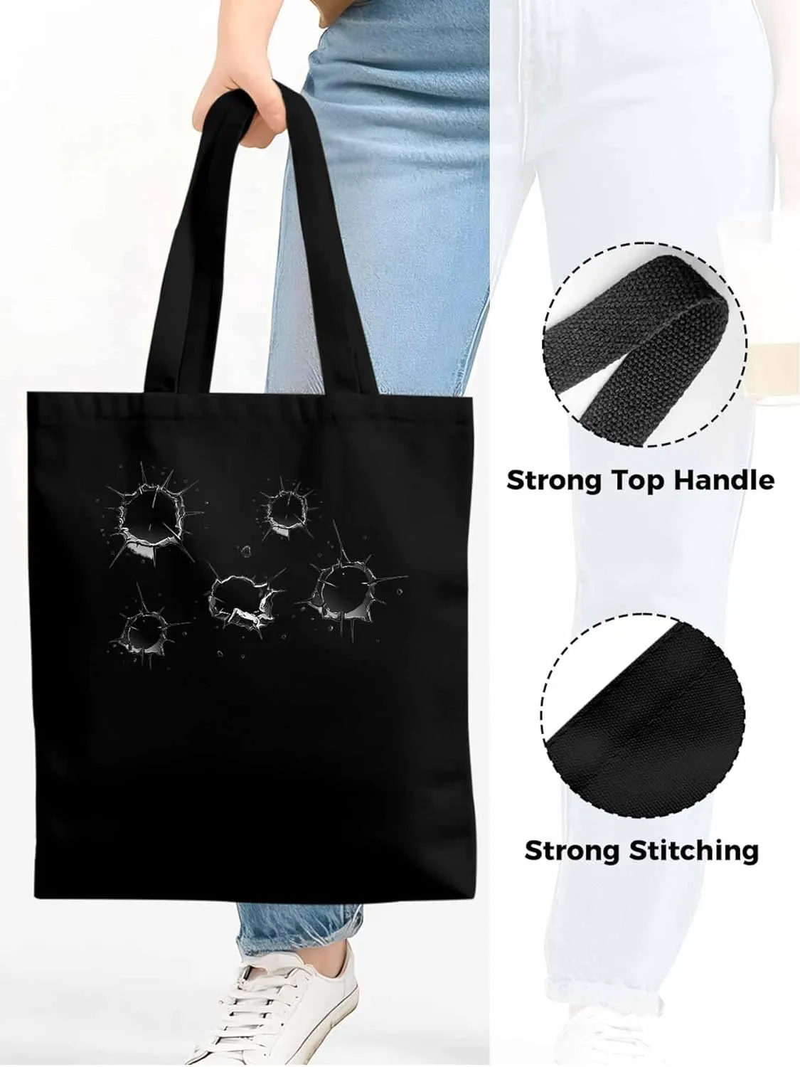 Canvas Tote Bag, Flake Hole Print patterned Canvas Tote Handbags for Women Shoulder Bag,