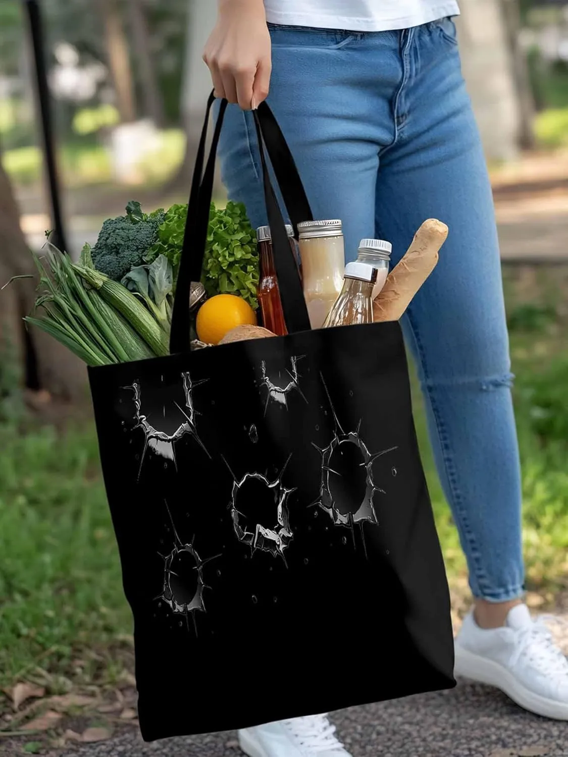 Canvas Tote Bag, Flake Hole Print patterned Canvas Tote Handbags for Women Shoulder Bag,