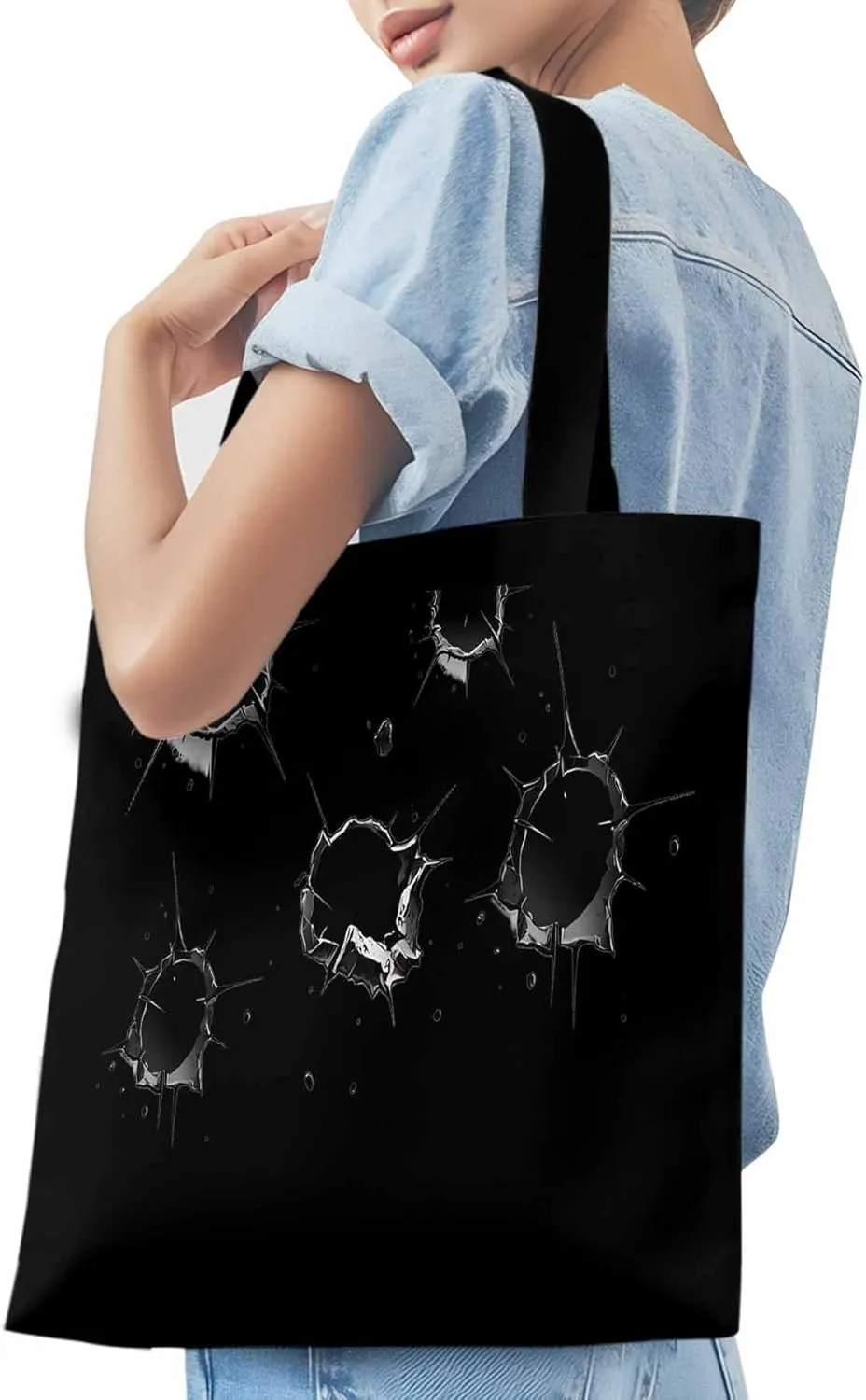 Canvas Tote Bag, Flake Hole Print patterned Canvas Tote Handbags for Women Shoulder Bag,