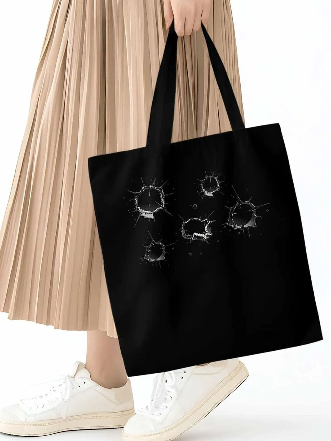 Canvas Tote Bag, Flake Hole Print patterned Canvas Tote Handbags for Women Shoulder Bag,
