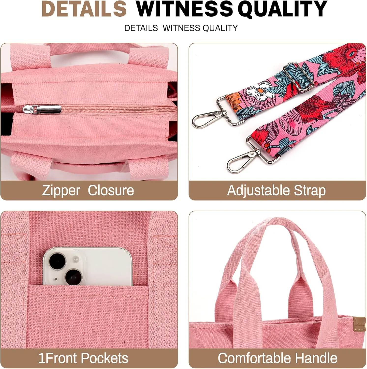Canvas Tote Bag for Women Crossbody Shoulder Work Gym School Travel Tote Bag Satchel Handbags with Zipper and Compartments