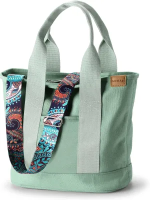 Canvas Tote Bag for Women Crossbody Shoulder Work Gym School Travel Tote Bag Satchel Handbags with Zipper and Compartments