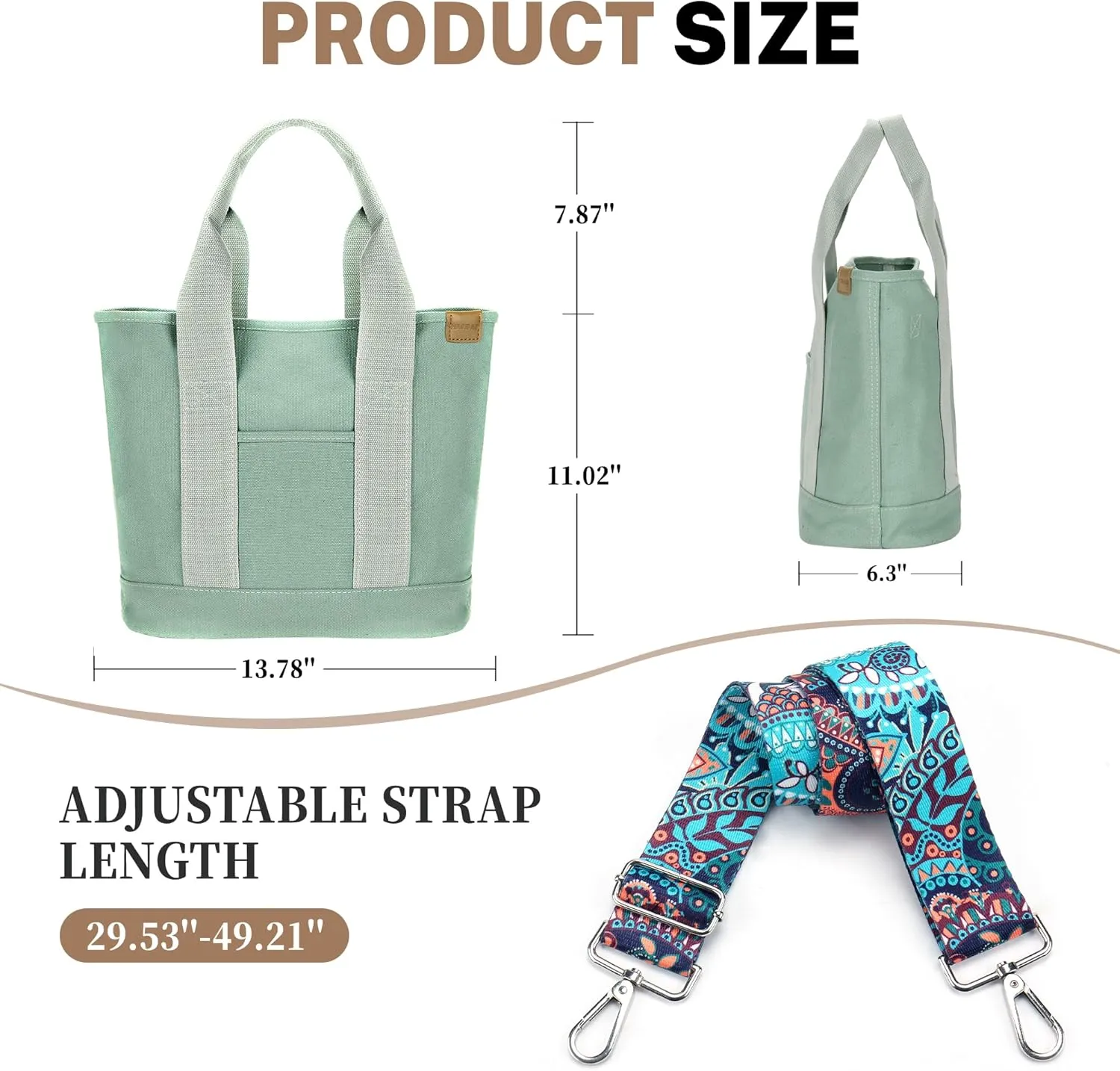 Canvas Tote Bag for Women Crossbody Shoulder Work Gym School Travel Tote Bag Satchel Handbags with Zipper and Compartments